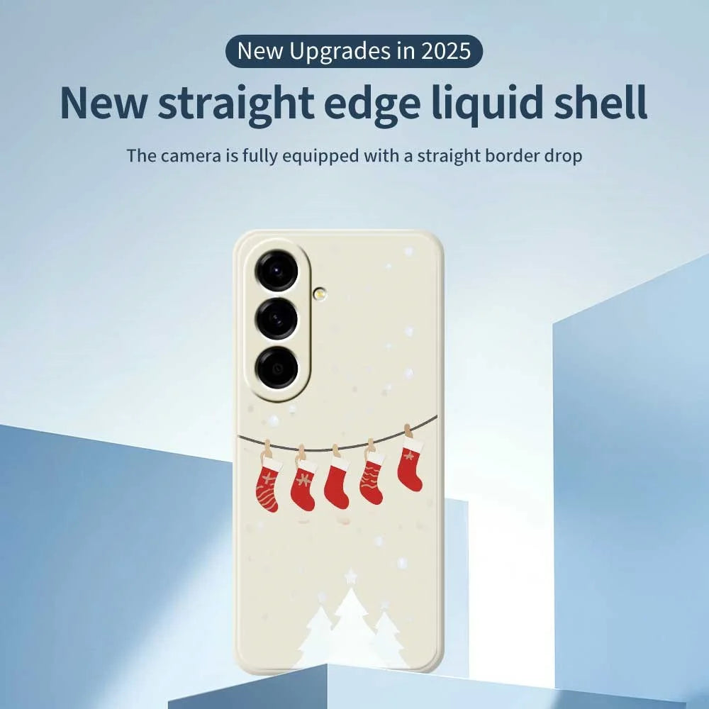 For Samsung Galaxy A56 5G Case Christmas Stockings Pattern Printing Straight Edge TPU Phone Back Cover - Beige - 3