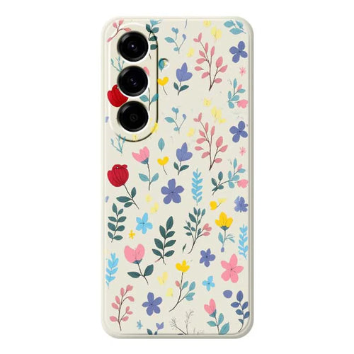 For Samsung Galaxy A56 5G Case Colorful Flower Branches Pattern Printing Straight Edge TPU Phone Back Cover - Beige - 1