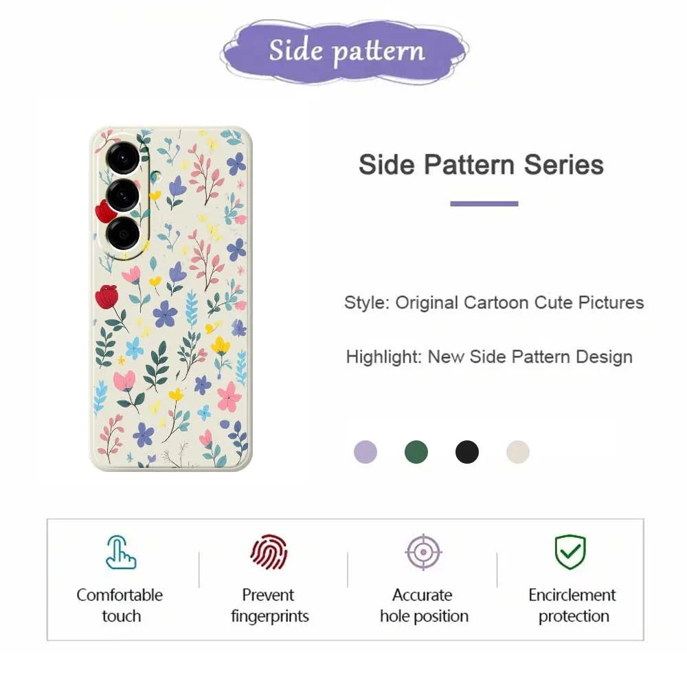 For Samsung Galaxy A56 5G Case Colorful Flower Branches Pattern Printing Straight Edge TPU Phone Back Cover - Beige - 2