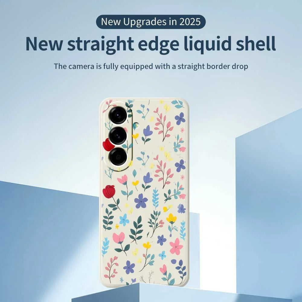 For Samsung Galaxy A56 5G Case Colorful Flower Branches Pattern Printing Straight Edge TPU Phone Back Cover - Beige - 3