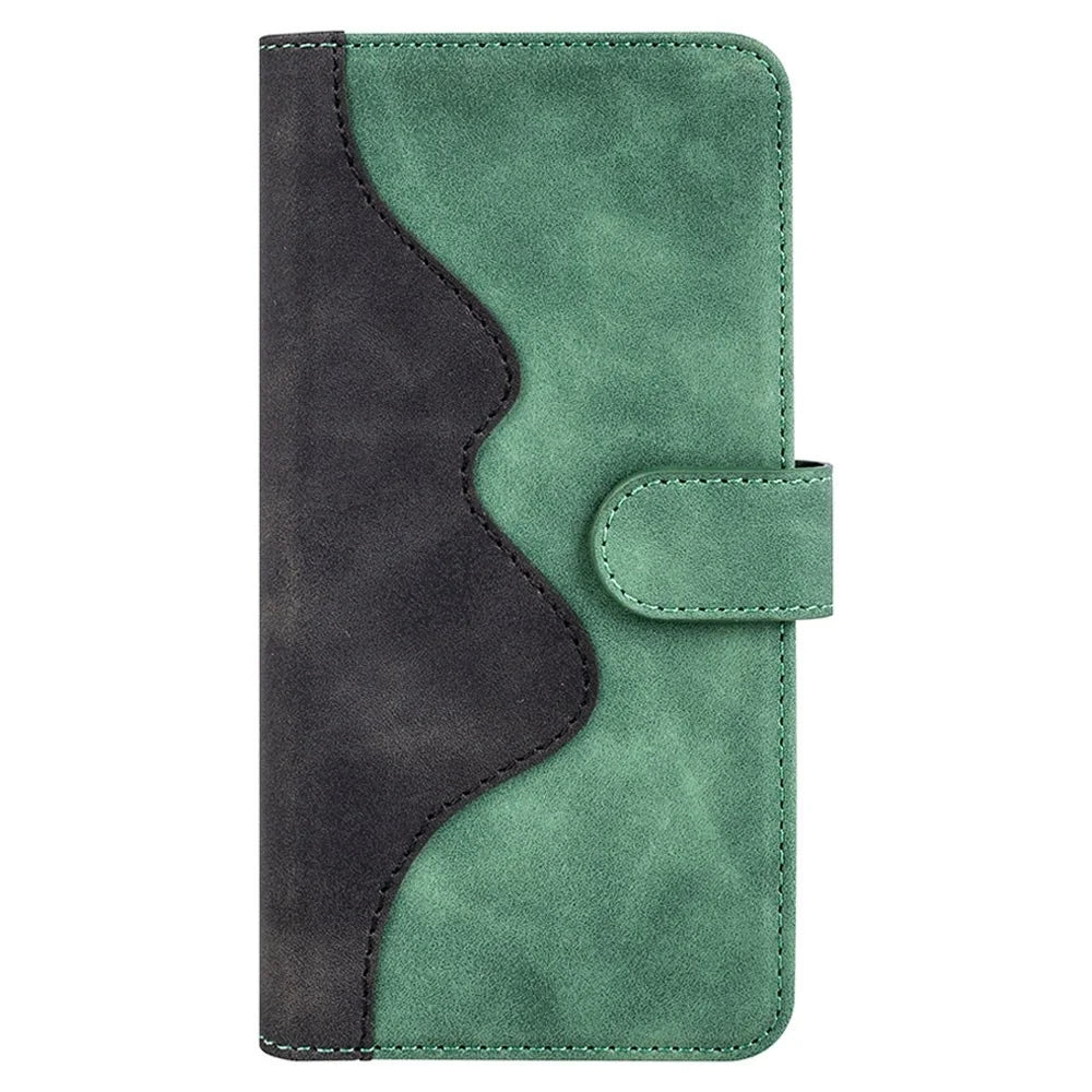For Samsung Galaxy S23 Ultra PU Leather Stand Wallet Cover Color Splicing Magnetic Clasp Phone Case - Green - 6