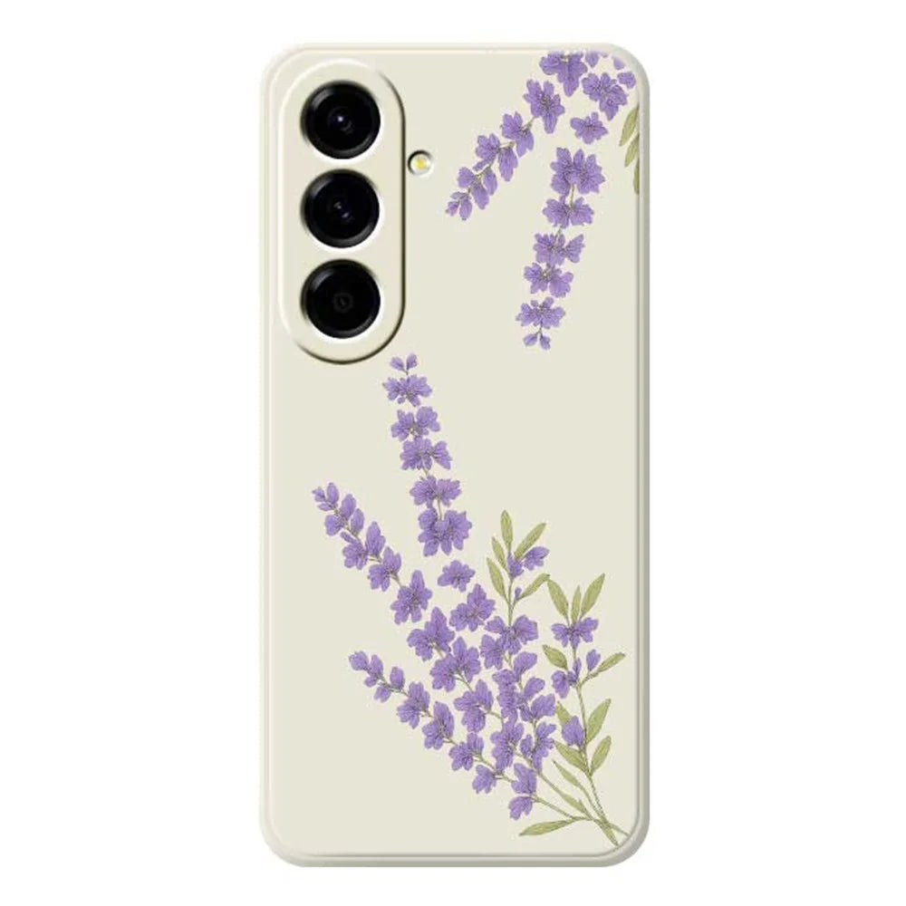 For Samsung Galaxy A56 5G Case Lavender Pattern Printing Straight Edge TPU Phone Back Cover - Beige - 1