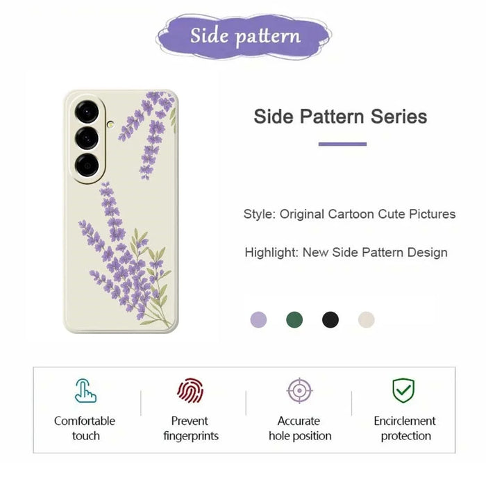 For Samsung Galaxy A56 5G Case Lavender Pattern Printing Straight Edge TPU Phone Back Cover - Beige - 2