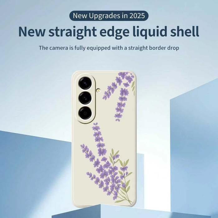 For Samsung Galaxy A56 5G Case Lavender Pattern Printing Straight Edge TPU Phone Back Cover - Beige - 3