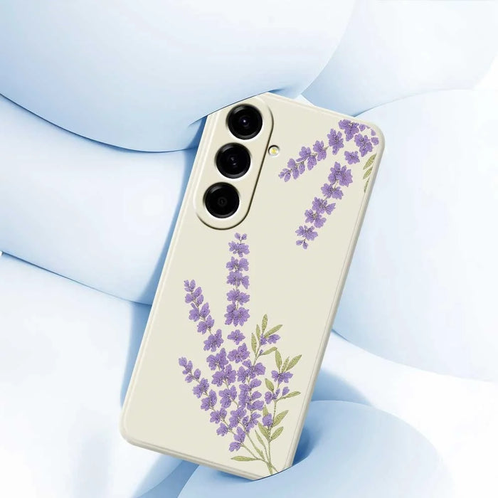 For Samsung Galaxy A56 5G Case Lavender Pattern Printing Straight Edge TPU Phone Back Cover - Beige - 5