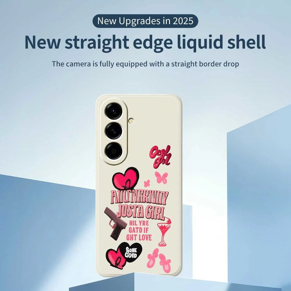 For Samsung Galaxy A56 5G Case Pink Elements Pattern Printing Straight Edge TPU Phone Back Cover - Beige - 3