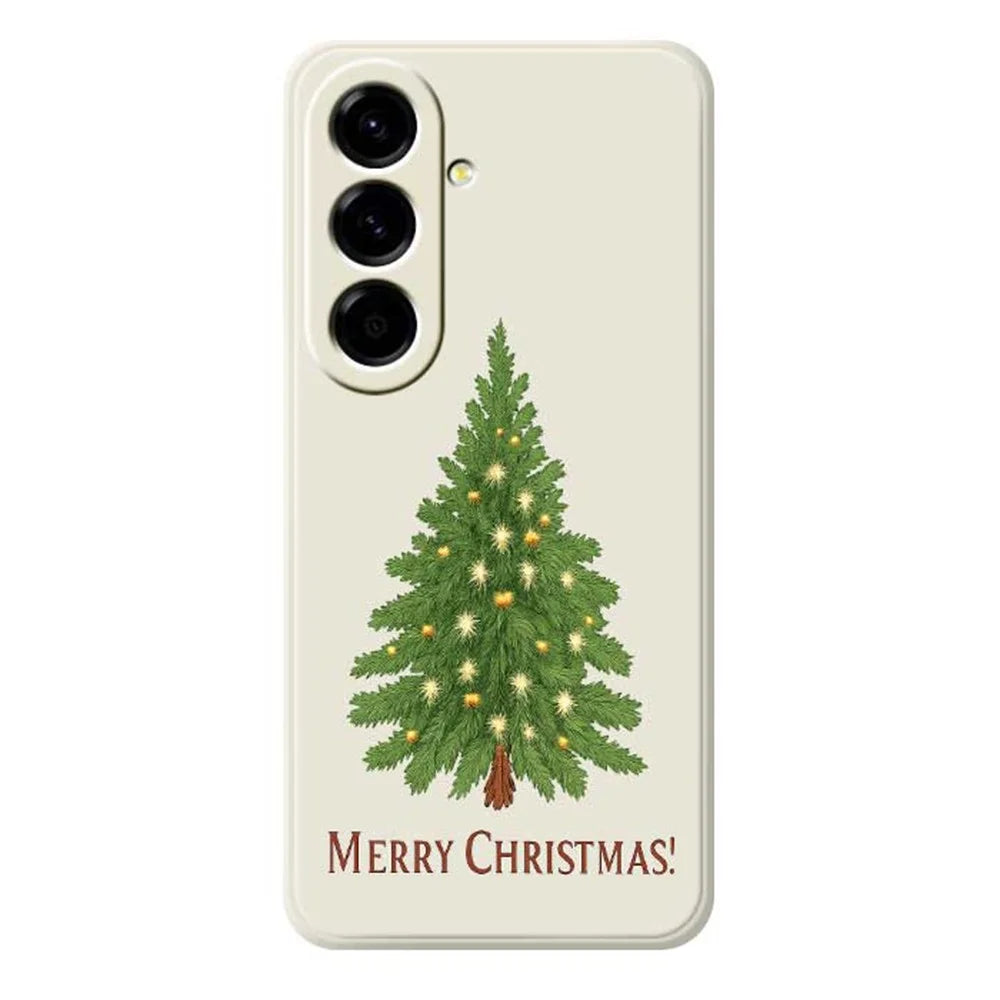 For Samsung Galaxy A56 5G Case Christmas Tree Pattern Printing Straight Edge TPU Phone Back Cover - Beige - 1
