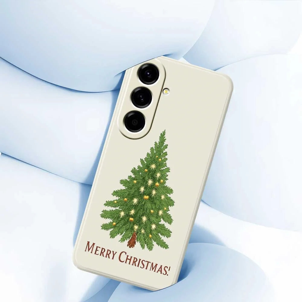 For Samsung Galaxy A56 5G Case Christmas Tree Pattern Printing Straight Edge TPU Phone Back Cover - Beige - 5