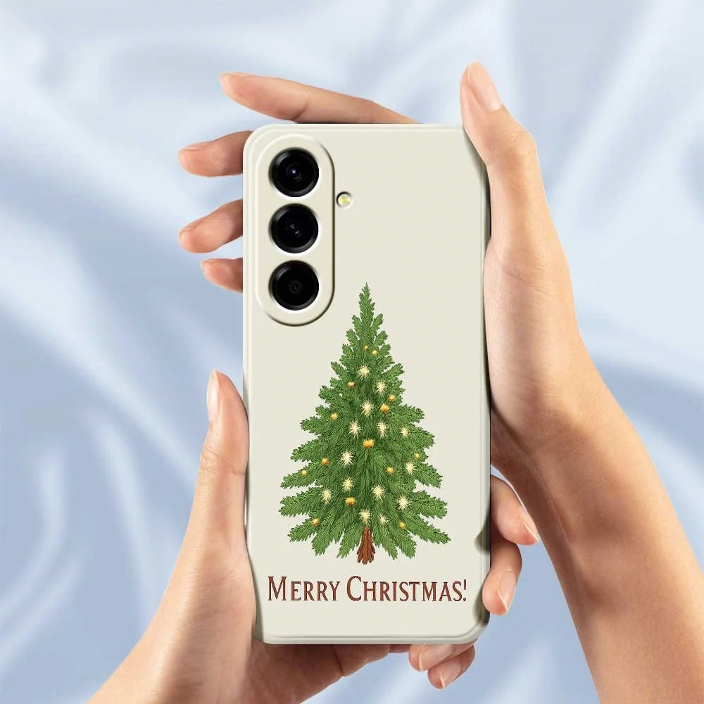 For Samsung Galaxy A56 5G Case Christmas Tree Pattern Printing Straight Edge TPU Phone Back Cover - Beige - 6