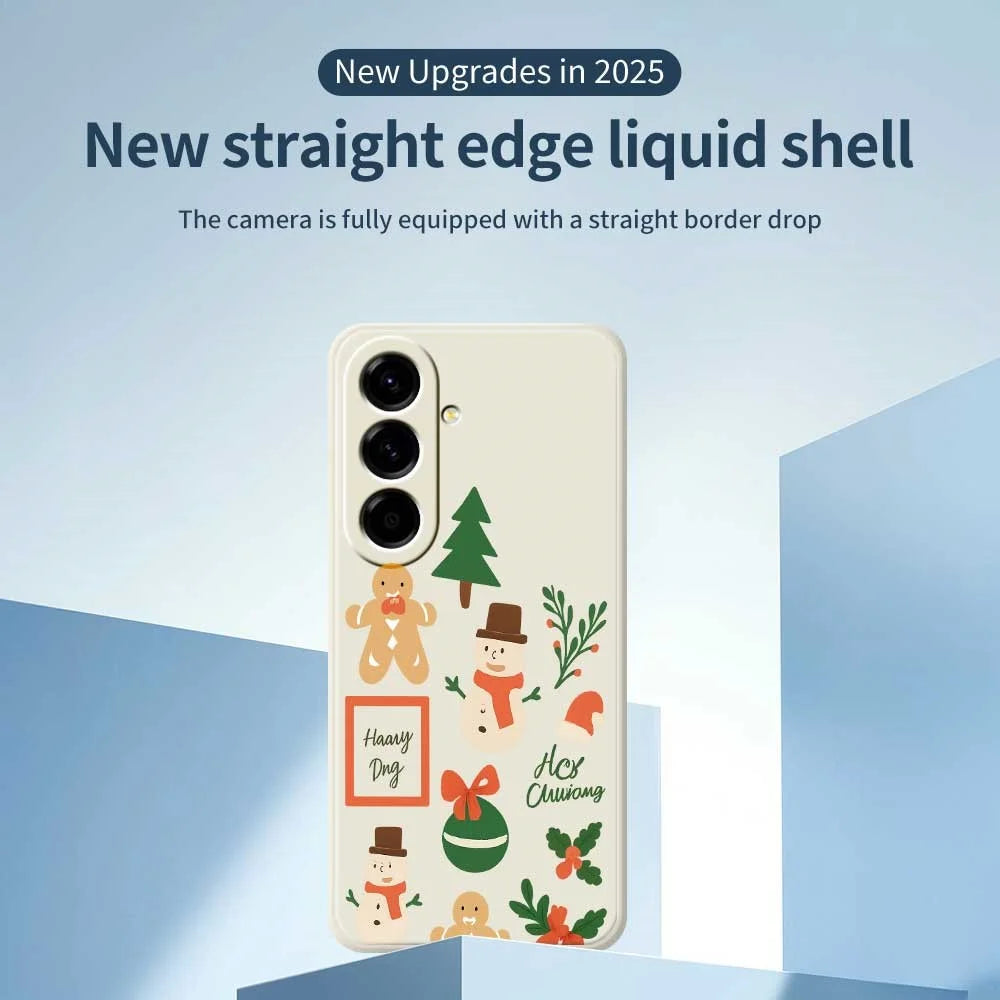 For Samsung Galaxy A56 5G Case Christmas Snowman Pattern Printing Straight Edge TPU Phone Back Cover - Beige - 3