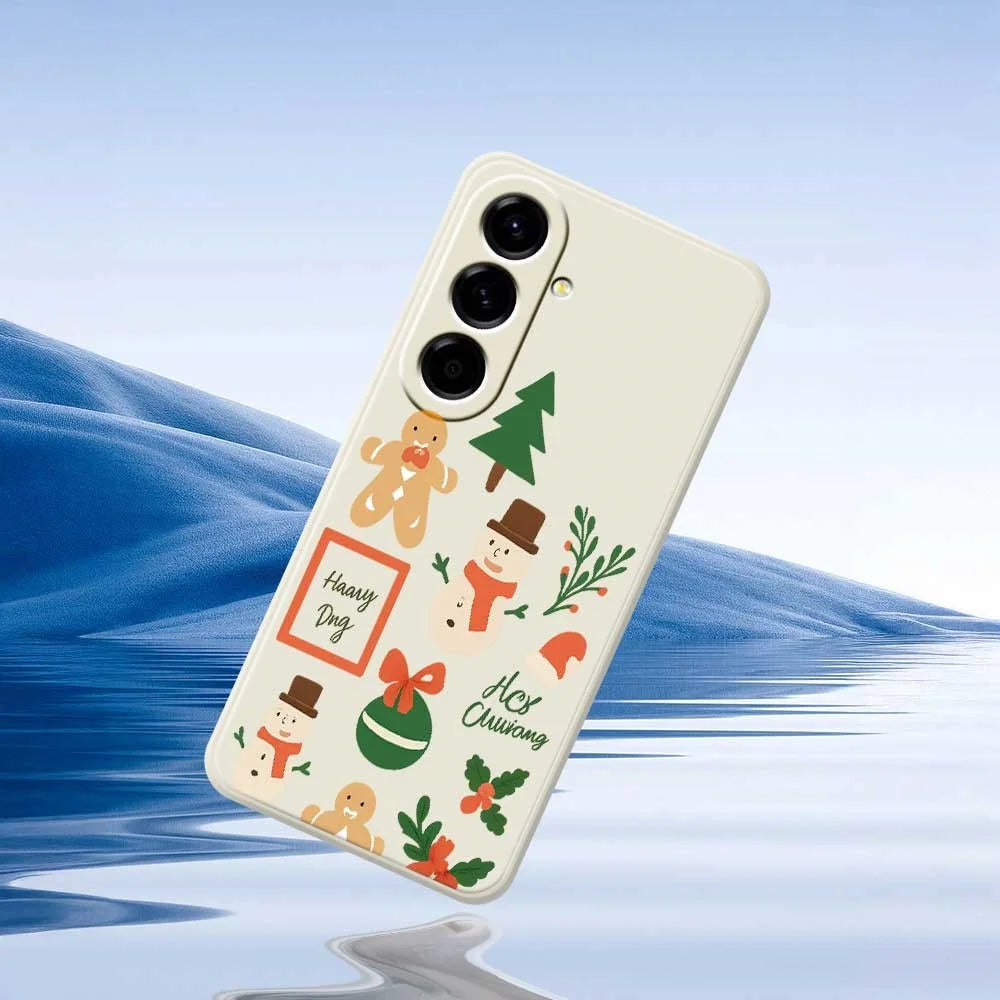 For Samsung Galaxy A56 5G Case Christmas Snowman Pattern Printing Straight Edge TPU Phone Back Cover - Beige - 6