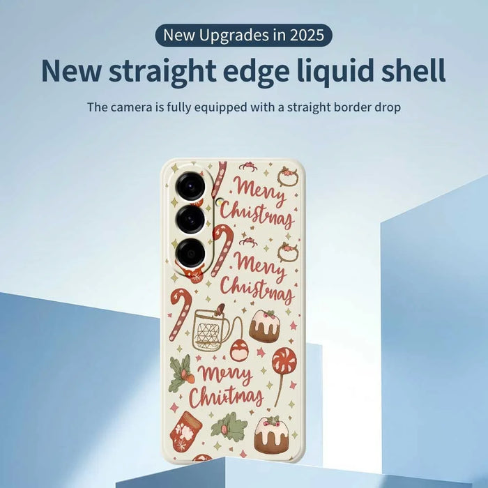 For Samsung Galaxy A56 5G Case Merry Christmas Pattern Printing Straight Edge TPU Phone Back Cover - Beige - 3