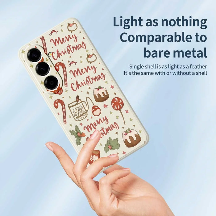For Samsung Galaxy A56 5G Case Merry Christmas Pattern Printing Straight Edge TPU Phone Back Cover - Beige - 4