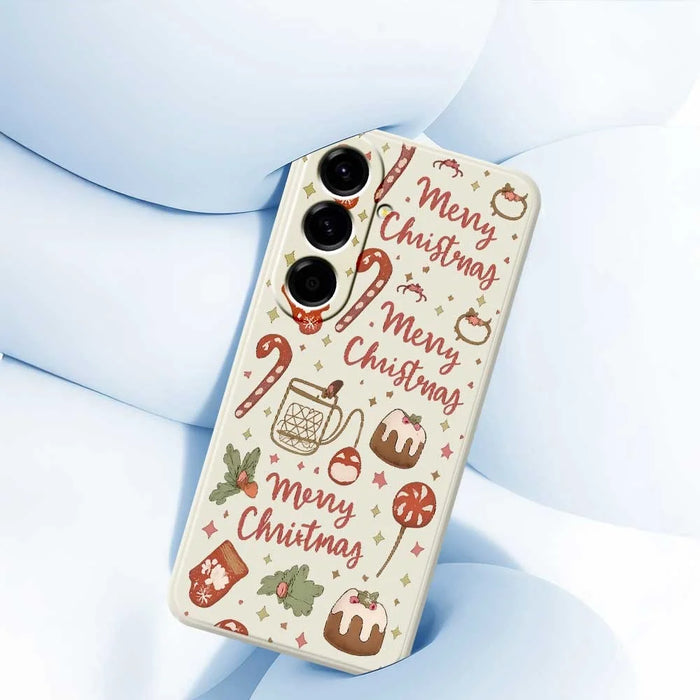 For Samsung Galaxy A56 5G Case Merry Christmas Pattern Printing Straight Edge TPU Phone Back Cover - Beige - 5