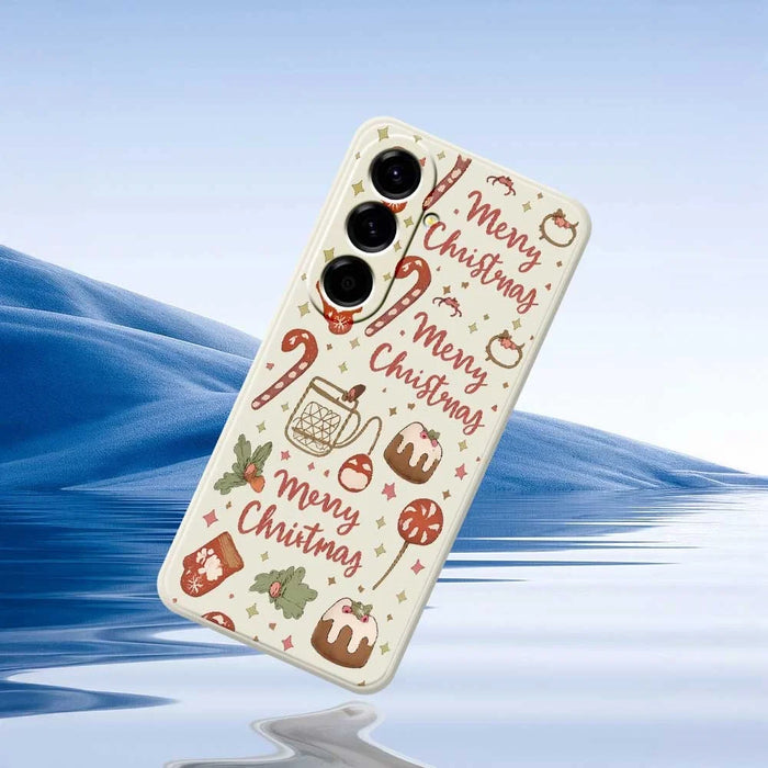 For Samsung Galaxy A56 5G Case Merry Christmas Pattern Printing Straight Edge TPU Phone Back Cover - Beige - 6
