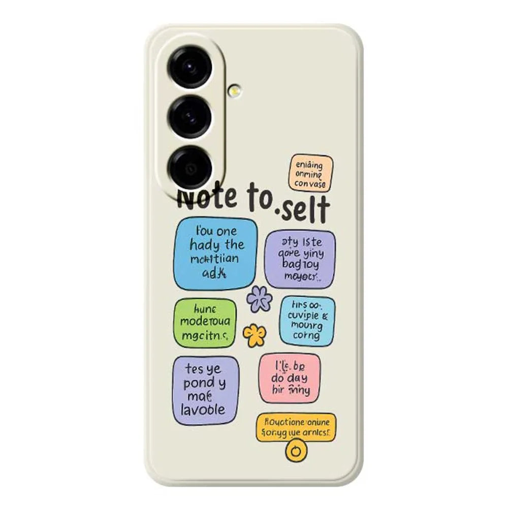 For Samsung Galaxy A56 5G Case Colored Sticky Notes Pattern Printing Straight Edge TPU Phone Back Cover - Beige - 1
