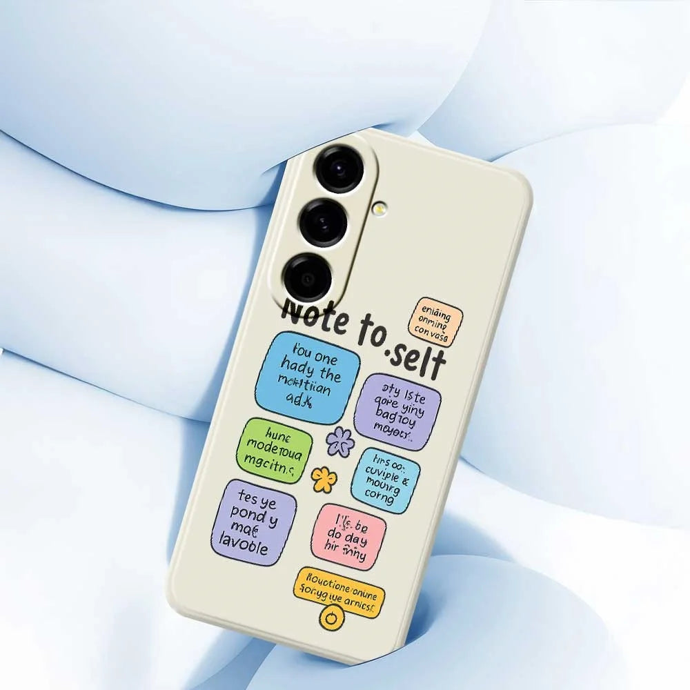 For Samsung Galaxy A56 5G Case Colored Sticky Notes Pattern Printing Straight Edge TPU Phone Back Cover - Beige - 4