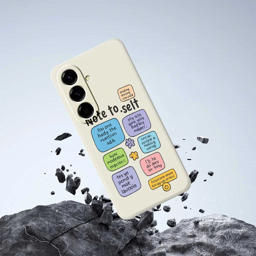 For Samsung Galaxy A56 5G Case Colored Sticky Notes Pattern Printing Straight Edge TPU Phone Back Cover - Beige - 6