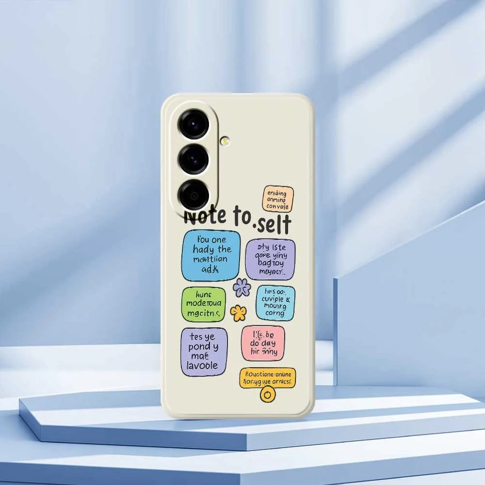 For Samsung Galaxy A56 5G Case Colored Sticky Notes Pattern Printing Straight Edge TPU Phone Back Cover - Beige - 7