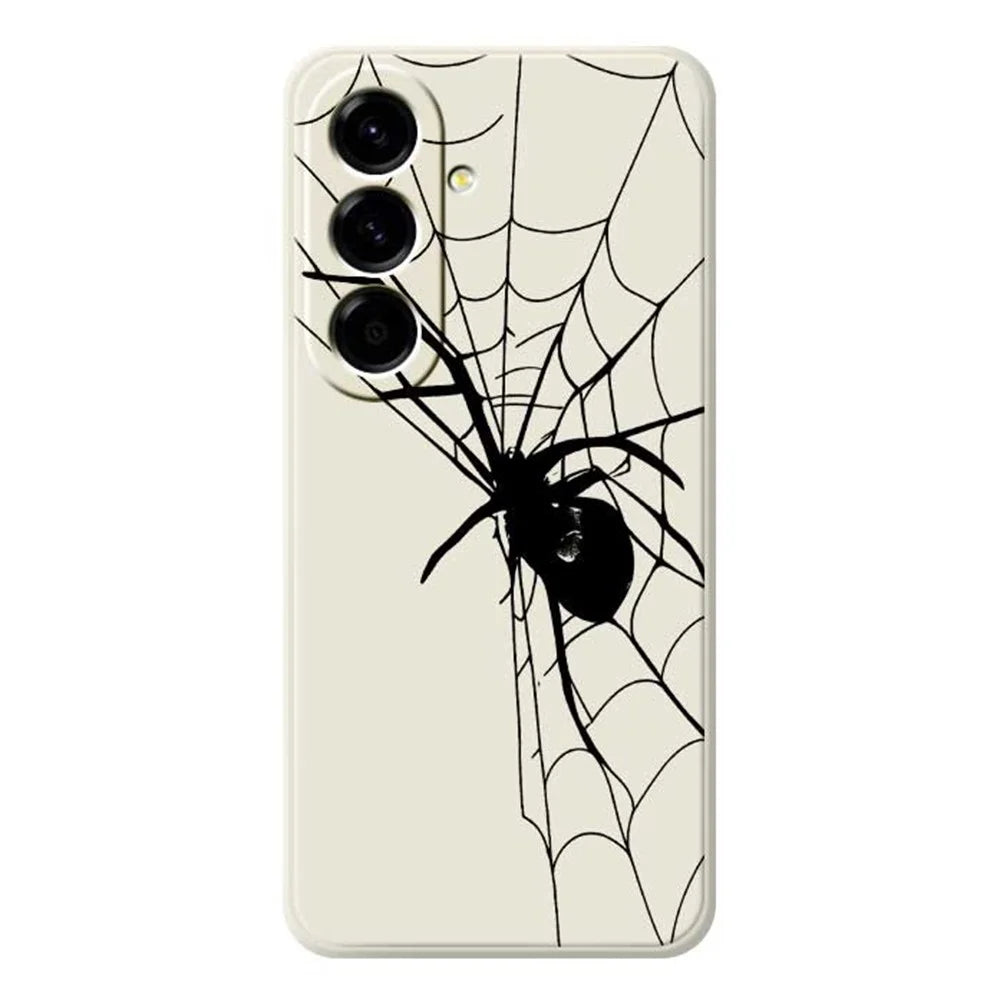 For Samsung Galaxy A56 5G Case Spider Pattern Printing Straight Edge TPU Phone Back Cover - Beige - 1