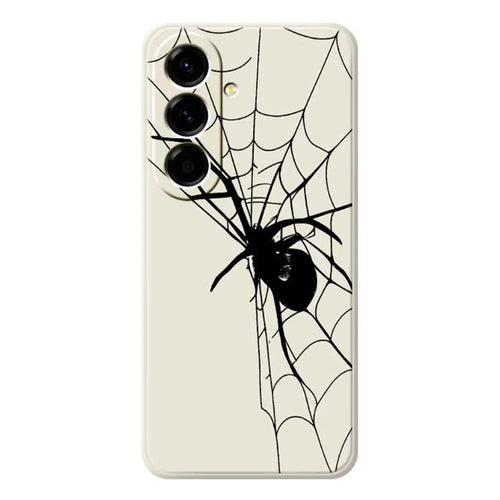 For Samsung Galaxy A56 5G Case Spider Pattern Printing Straight Edge TPU Phone Back Cover - Beige - 1