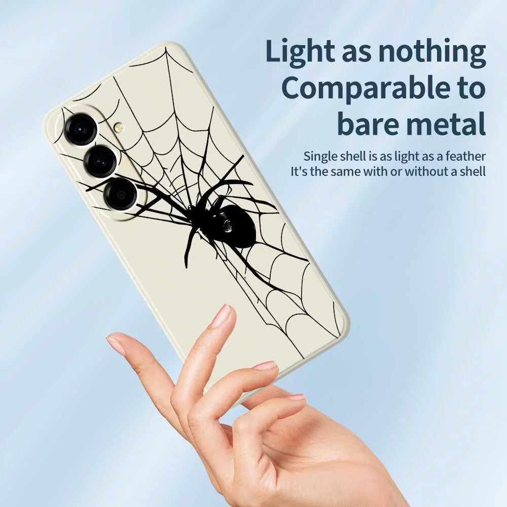 For Samsung Galaxy A56 5G Case Spider Pattern Printing Straight Edge TPU Phone Back Cover - Beige - 3