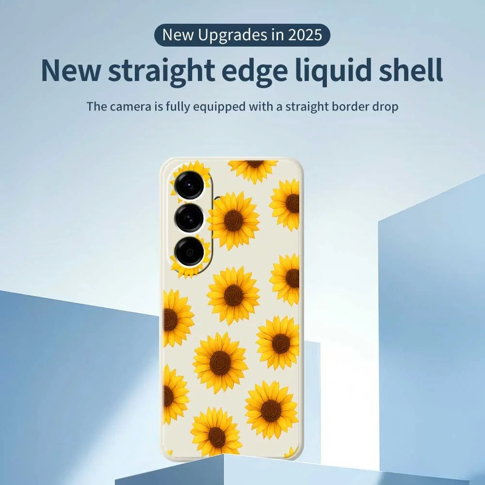 For Samsung Galaxy A56 5G Case Sunflowers Pattern Printing Straight Edge TPU Phone Back Cover - Beige - 2