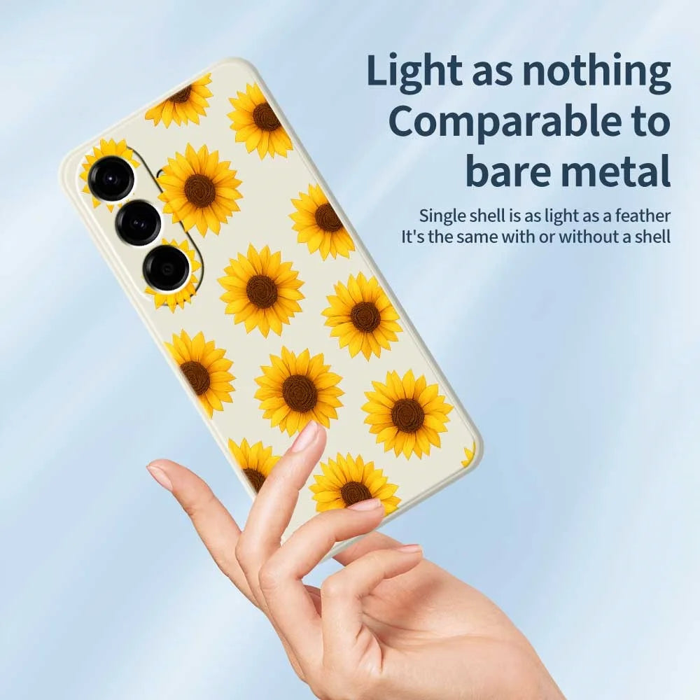 For Samsung Galaxy A56 5G Case Sunflowers Pattern Printing Straight Edge TPU Phone Back Cover - Beige - 3