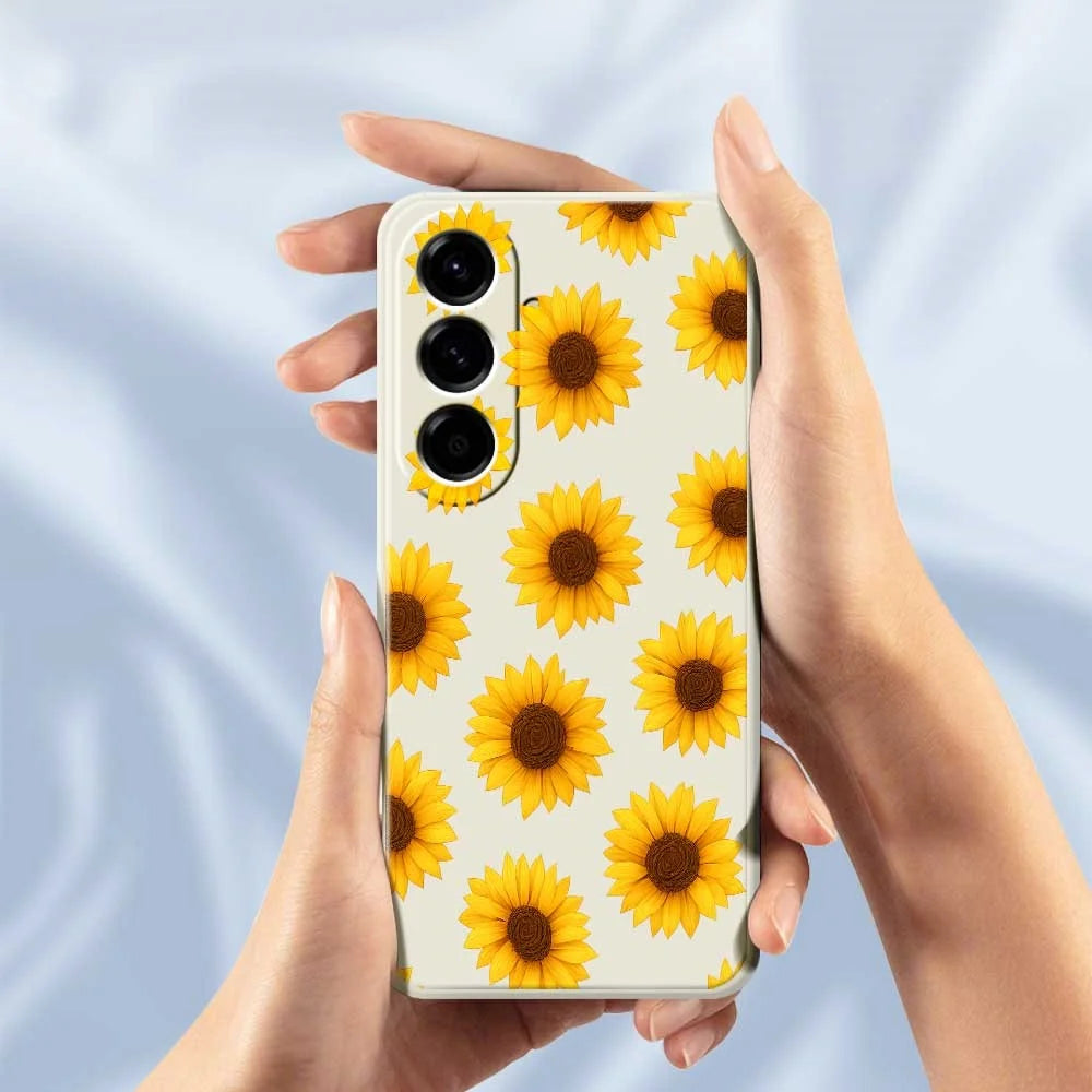 For Samsung Galaxy A56 5G Case Sunflowers Pattern Printing Straight Edge TPU Phone Back Cover - Beige - 5