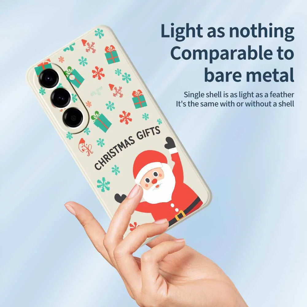 For Samsung Galaxy A56 5G Case Christmas Gifts Pattern Printing Straight Edge TPU Phone Back Cover - Beige - 3