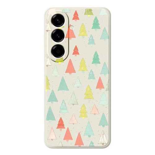 For Samsung Galaxy A56 5G Case Colorful Trees Pattern Printing Straight Edge TPU Phone Back Cover - Beige - 1