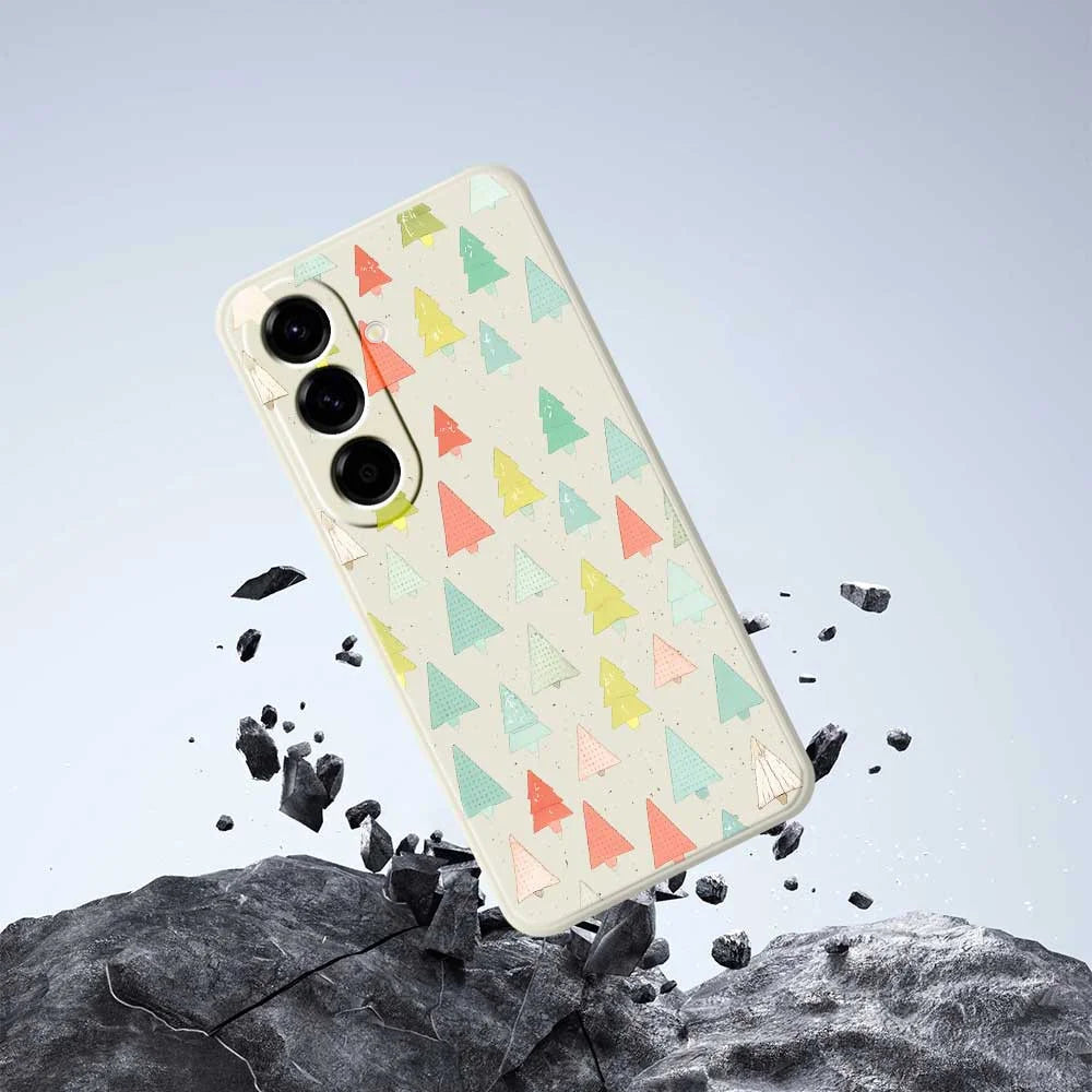 For Samsung Galaxy A56 5G Case Colorful Trees Pattern Printing Straight Edge TPU Phone Back Cover - Beige - 6