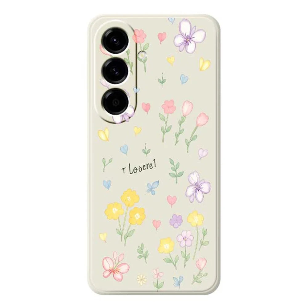 For Samsung Galaxy A56 5G Case Small Flowers Pattern Printing Straight Edge TPU Phone Back Cover - Beige - 1