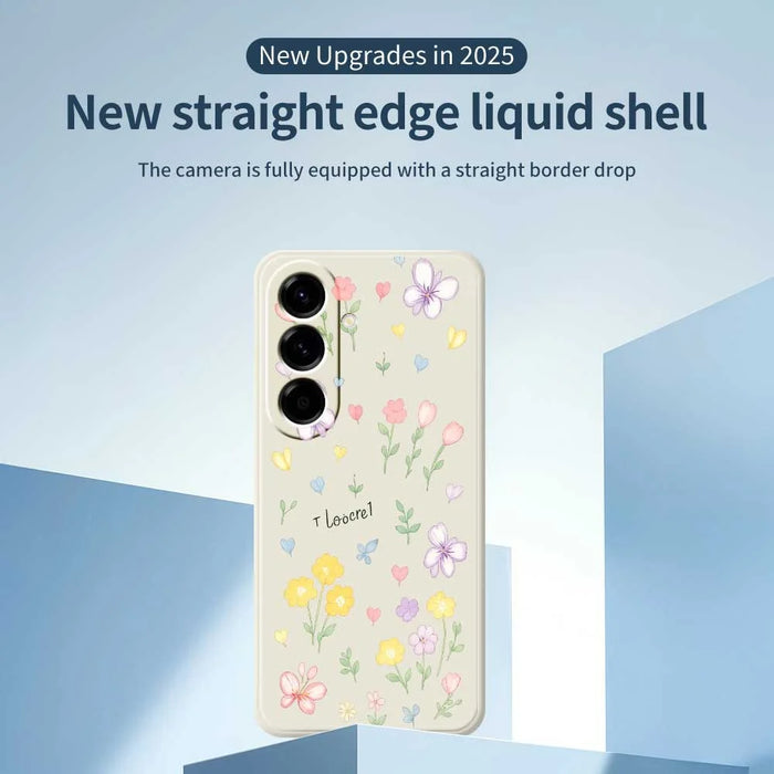 For Samsung Galaxy A56 5G Case Small Flowers Pattern Printing Straight Edge TPU Phone Back Cover - Beige - 2