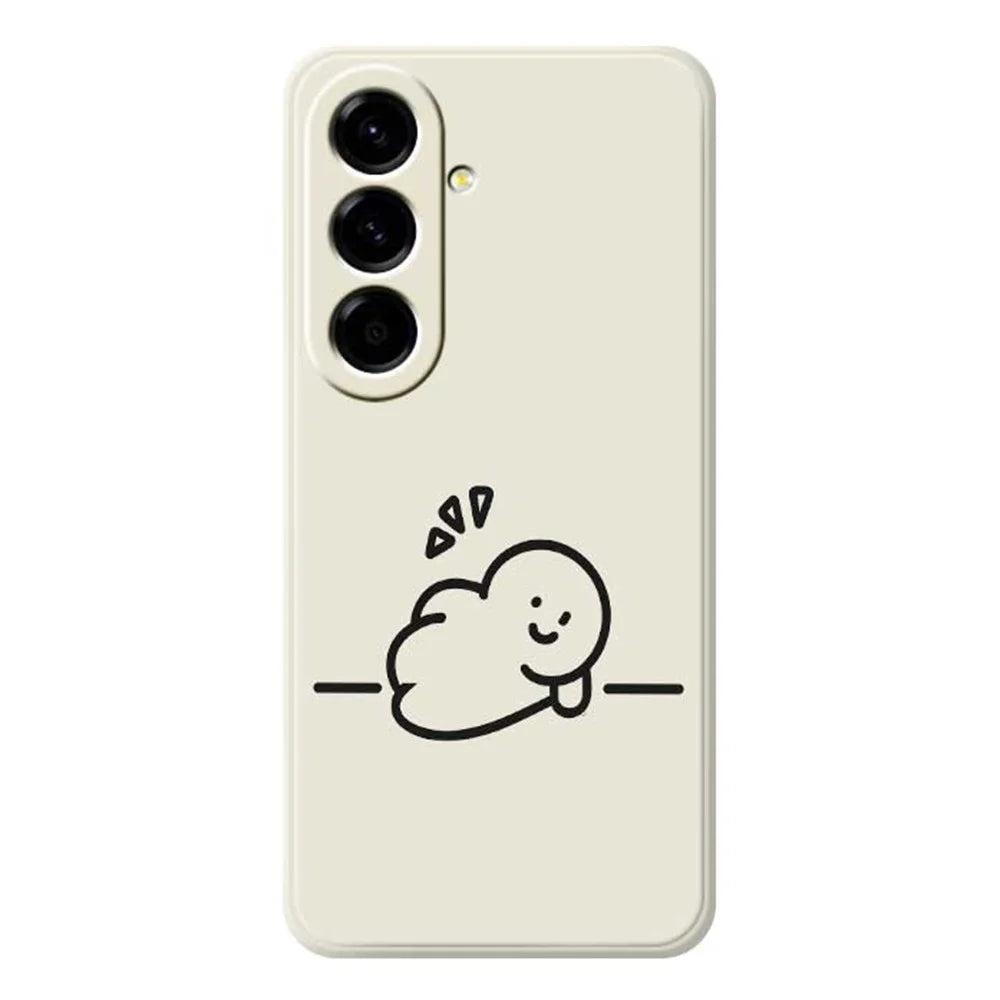 For Samsung Galaxy A56 5G Case Stick Figure Pattern Printing Straight Edge TPU Phone Back Cover - Beige - 1