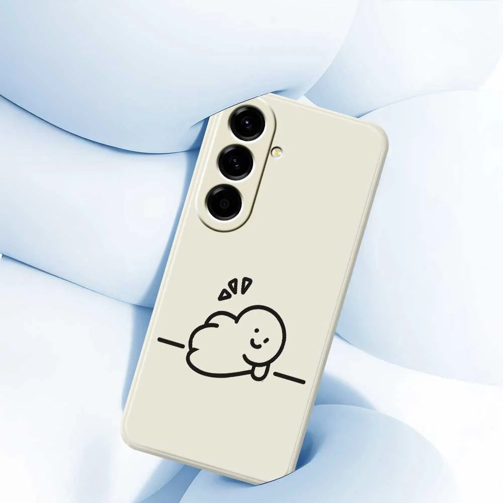 For Samsung Galaxy A56 5G Case Stick Figure Pattern Printing Straight Edge TPU Phone Back Cover - Beige - 4