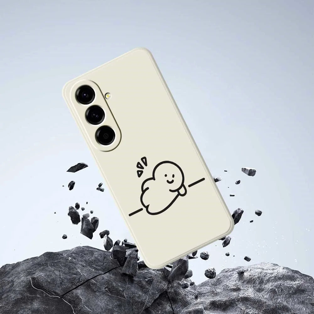 For Samsung Galaxy A56 5G Case Stick Figure Pattern Printing Straight Edge TPU Phone Back Cover - Beige - 6