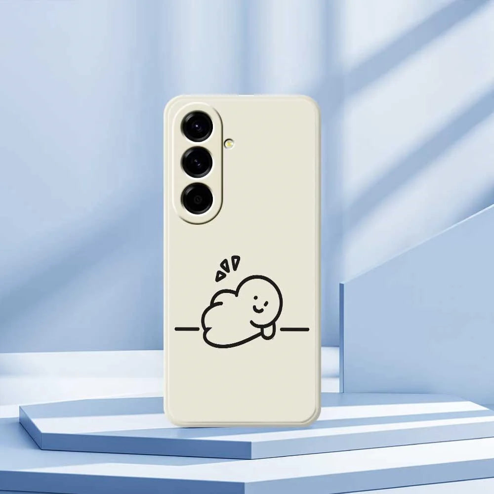 For Samsung Galaxy A56 5G Case Stick Figure Pattern Printing Straight Edge TPU Phone Back Cover - Beige - 7