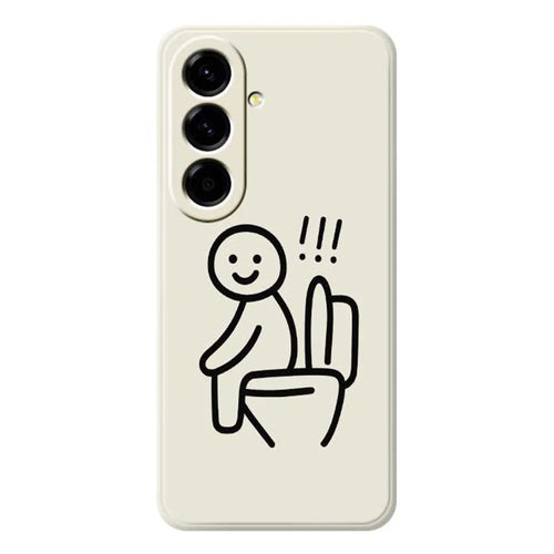 For Samsung Galaxy A56 5G Case Stickman Toilet Pattern Printing Straight Edge TPU Phone Back Cover - Beige - 1