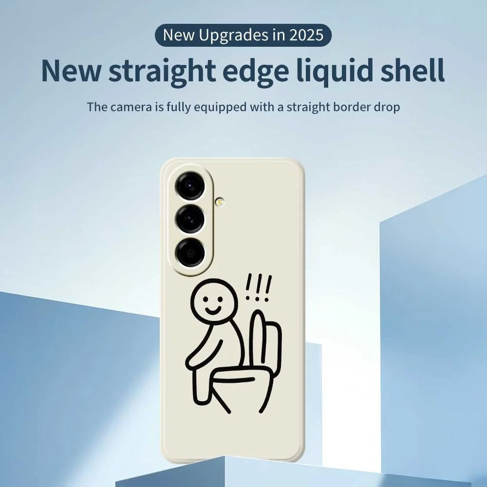 For Samsung Galaxy A56 5G Case Stickman Toilet Pattern Printing Straight Edge TPU Phone Back Cover - Beige - 2