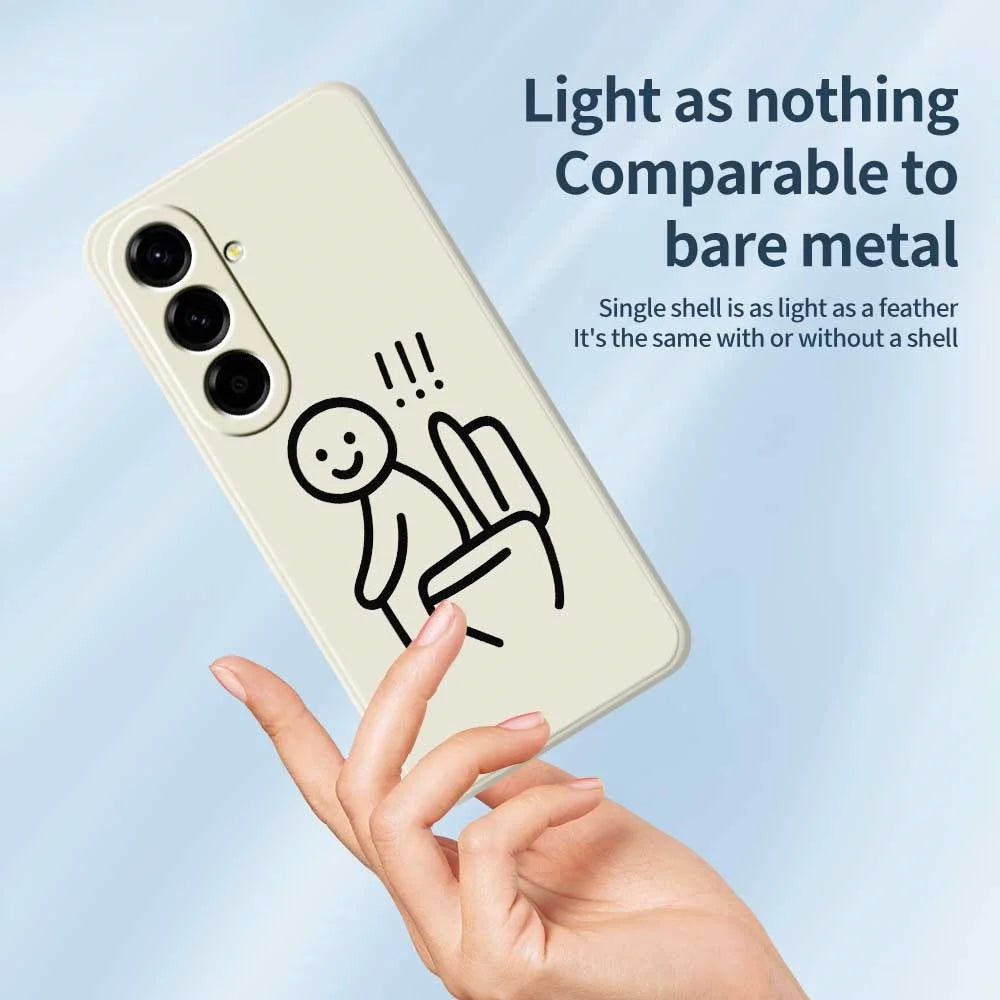 For Samsung Galaxy A56 5G Case Stickman Toilet Pattern Printing Straight Edge TPU Phone Back Cover - Beige - 3