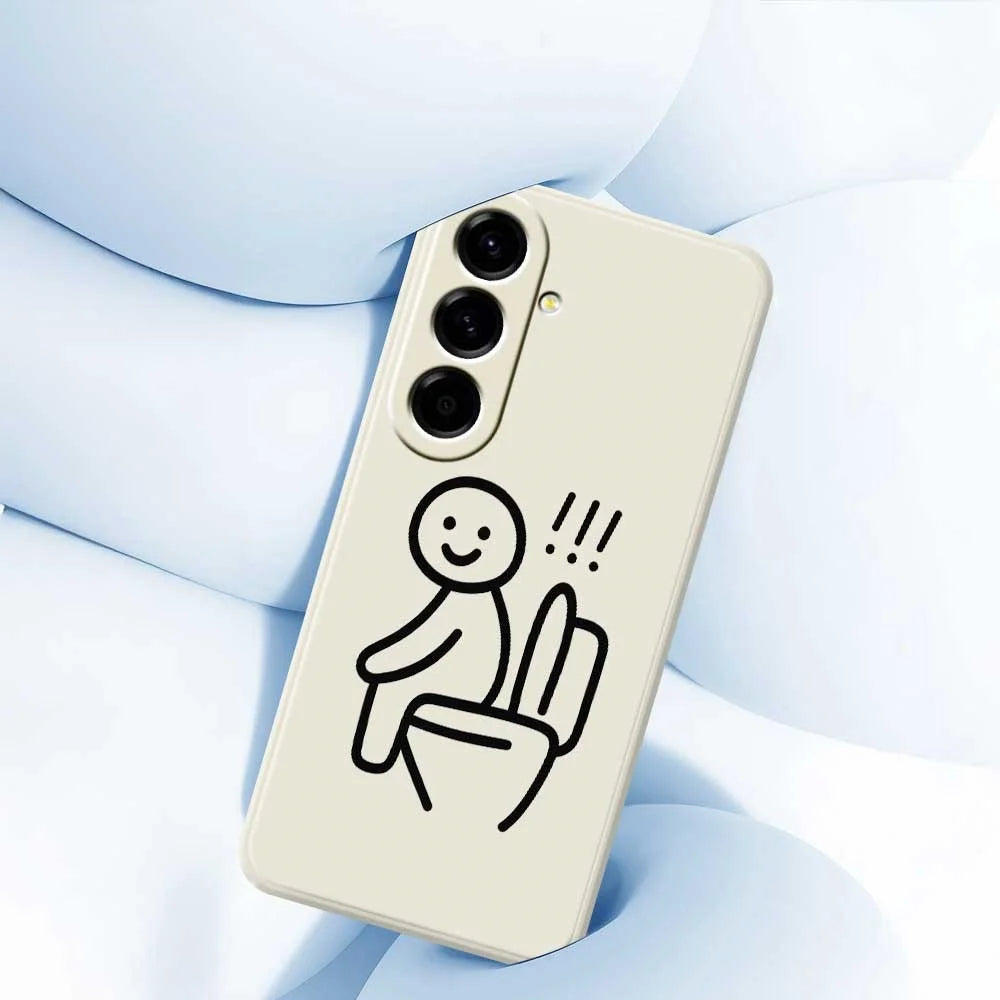 For Samsung Galaxy A56 5G Case Stickman Toilet Pattern Printing Straight Edge TPU Phone Back Cover - Beige - 4