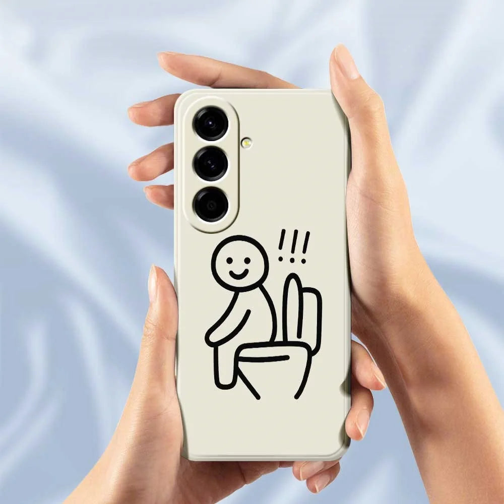 For Samsung Galaxy A56 5G Case Stickman Toilet Pattern Printing Straight Edge TPU Phone Back Cover - Beige - 5