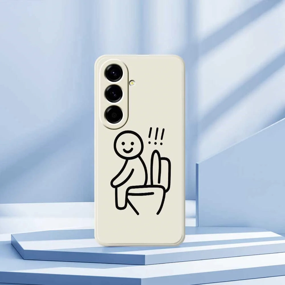 For Samsung Galaxy A56 5G Case Stickman Toilet Pattern Printing Straight Edge TPU Phone Back Cover - Beige - 7