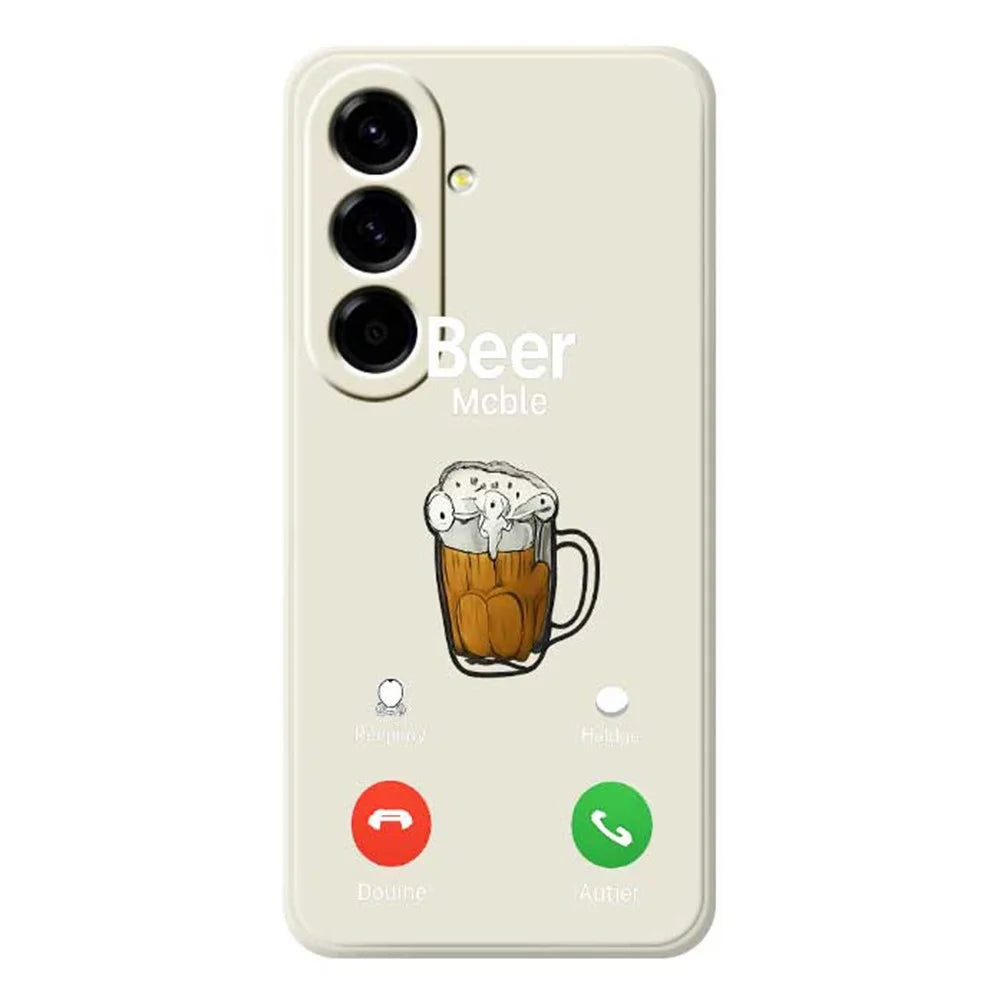 For Samsung Galaxy A56 5G Case Beer Pattern Printing Straight Edge TPU Phone Back Cover - Beige - 1