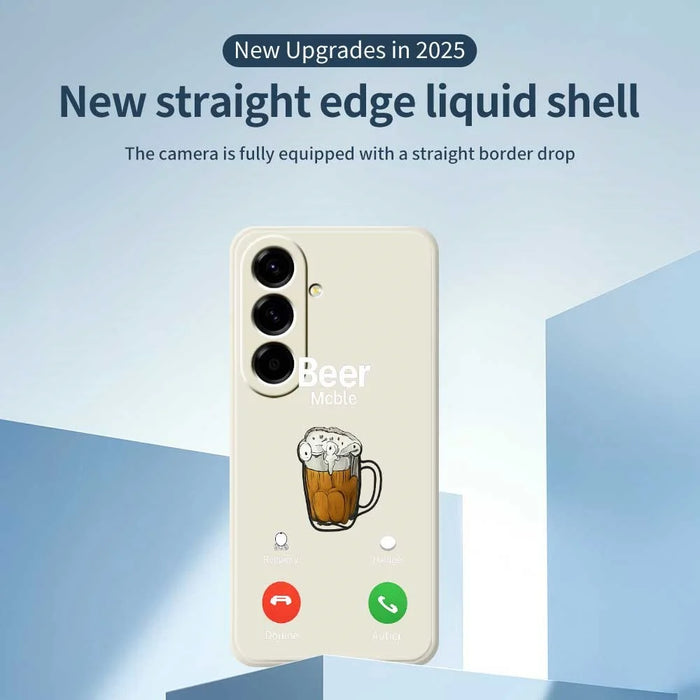 For Samsung Galaxy A56 5G Case Beer Pattern Printing Straight Edge TPU Phone Back Cover - Beige - 2