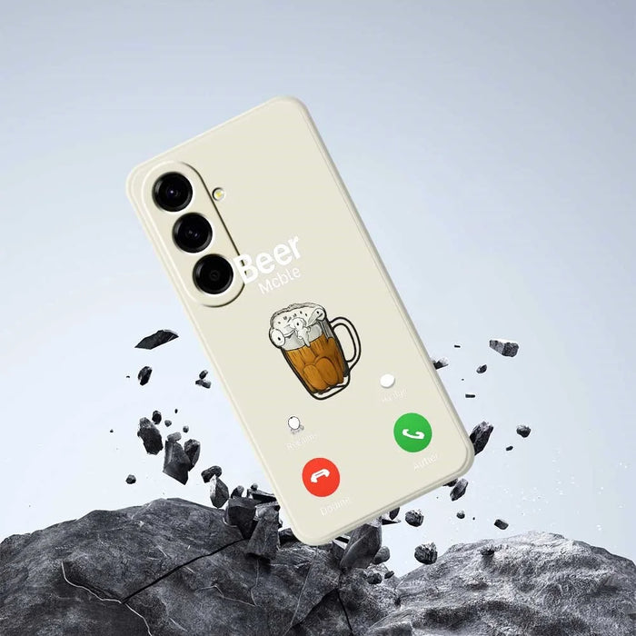 For Samsung Galaxy A56 5G Case Beer Pattern Printing Straight Edge TPU Phone Back Cover - Beige - 6