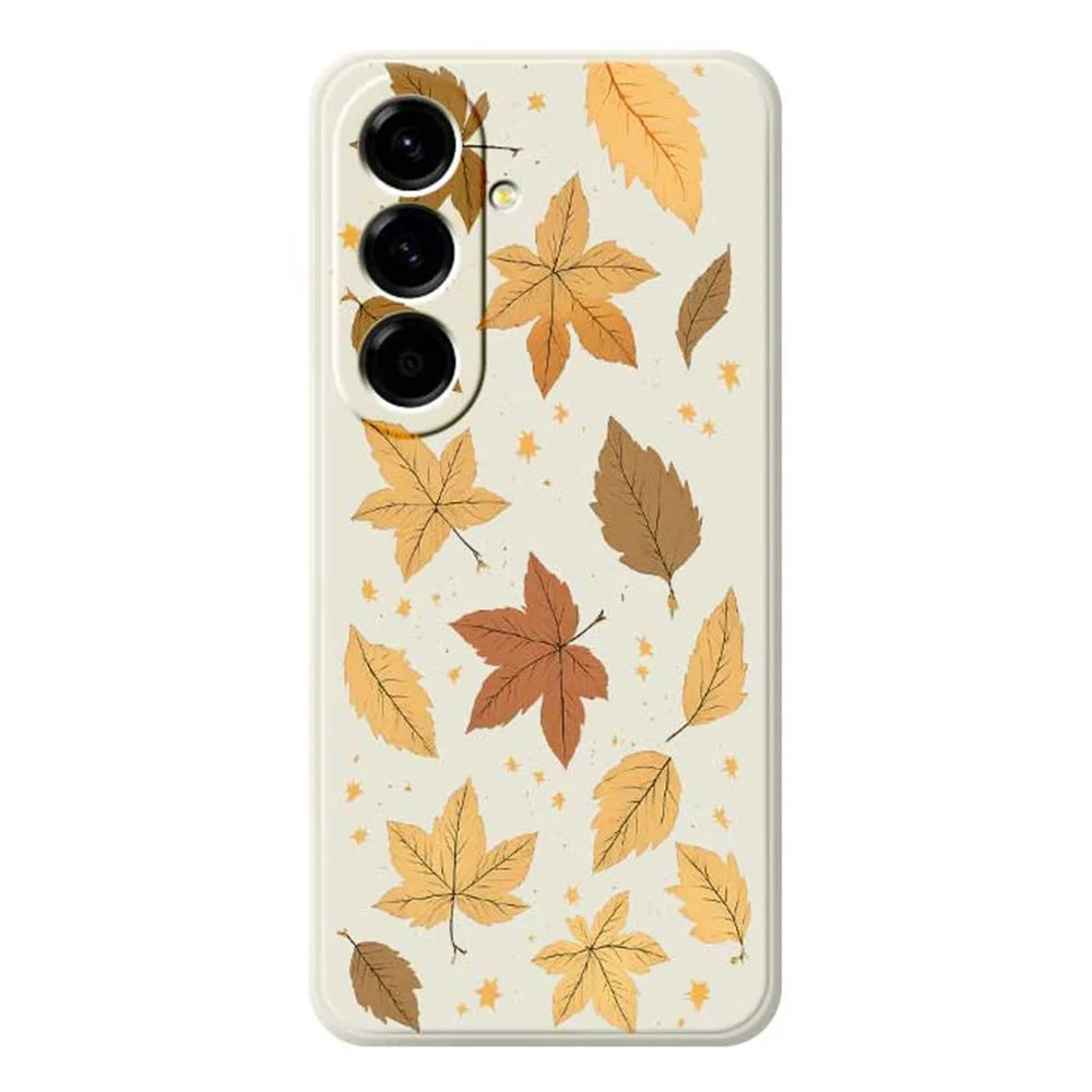 For Samsung Galaxy A56 5G Case Maple Leaves Pattern Printing Straight Edge TPU Phone Back Cover - Beige - 1
