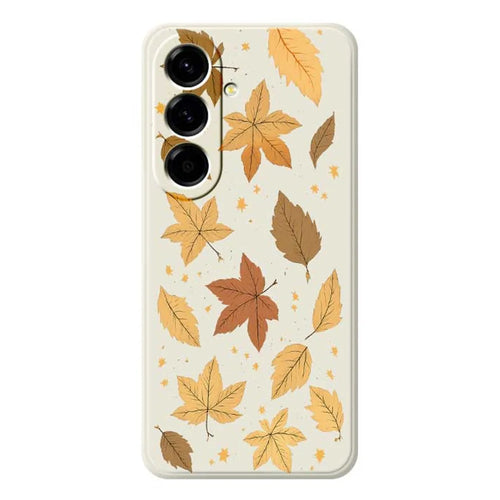 For Samsung Galaxy A56 5G Case Maple Leaves Pattern Printing Straight Edge TPU Phone Back Cover - Beige - 1