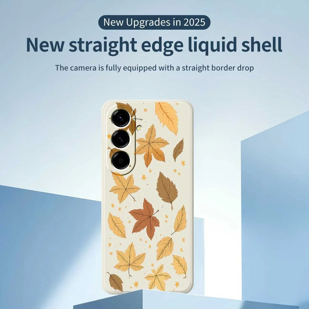 For Samsung Galaxy A56 5G Case Maple Leaves Pattern Printing Straight Edge TPU Phone Back Cover - Beige - 2